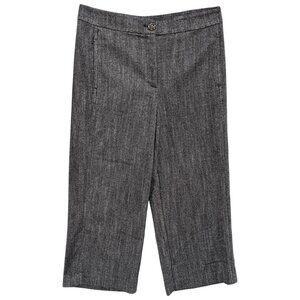 Ann Taylor Wide Leg Crop Pants Womens Black White Herringbone Stretch Size 10